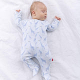 Organic Cotton Magnetic Footie || Blue Jolie Giraffe