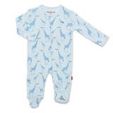 Organic Cotton Magnetic Footie || Blue Jolie Giraffe