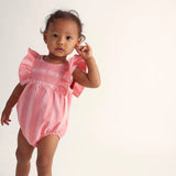 Organic Striped Baby Romper || Ivory
