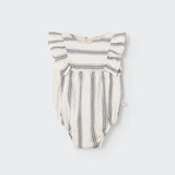 Organic Striped Baby Romper || Ivory