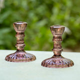 Vintage Candlestick Holder Set of 2 - Amethyst