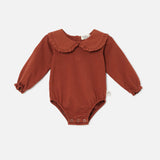 Basic Collar Baby Bodysuit || Brown