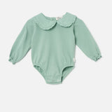 Basic Collar Baby Bodysuit || Green