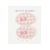 Crochet Clip Set || Pink Gingham