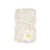 Knitted Blanket with Crochet Trim || Natural