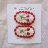 Crochet Clip Set || Red Cherry