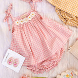 Crochet Clip Set || Pink Gingham