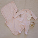 Pima Embroidered Footie || Lamb with Pink Bow