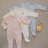 Pima Embroidered Footie || Lamb with Pink Bow