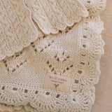 Knitted Blanket with Crochet Trim || Natural