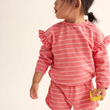 Organic Striped Baby Shorts || Confetti Pink