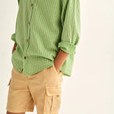 Erick Striped Cotton Shirt || Green