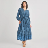 Women's Pintuck Indira Dress || Stellar Blue Garden Floral