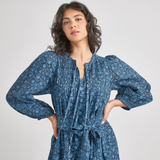 Women's Pintuck Indira Dress || Stellar Blue Garden Floral