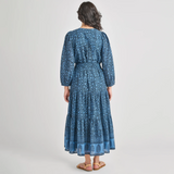 Women's Pintuck Indira Dress || Stellar Blue Garden Floral