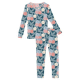 Long Sleeve Kimono Pajama Set || Stormy Sea Enchanted Floral