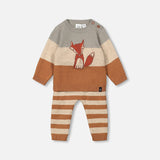 Knitted Sweater & Pant Set || Sage Green & Brown Sugar Stripe