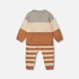 Knitted Sweater & Pant Set || Sage Green & Brown Sugar Stripe