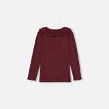 Super Soft Rib Top || Flounce Collar Burgundy