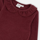 Super Soft Rib Top || Flounce Collar Burgundy