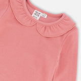 Super Soft Rib Top || Flounce Collar Salmon Pink