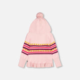 Zip Hooded Knitted Sweater || Powder Pink