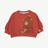 French Terry Knit Sweatshirt || Brick Red, Cozy Bears