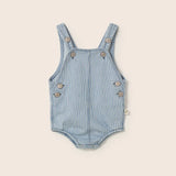 Fine Striped Denim Baby Romper || Blue