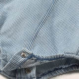 Fine Striped Denim Baby Romper || Blue