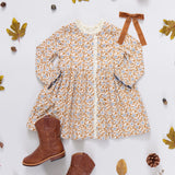 Girls Autumn Dress || Gold Climbing Floral