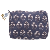 Large Quilted Pouch || Navy Strawflower