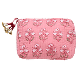 Small Quilted Pouch || Pink Strawflower