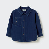 Herringbone twill denim baby shirt.