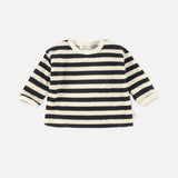 Organic Baby Sweatshirt || Navy Toweling Stripes