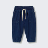 Herringbone twill denim baby pants