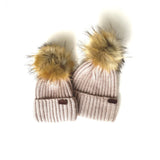 Angora Kids Wool Beanie with Detachable Pom Pom || Creamy Taupe