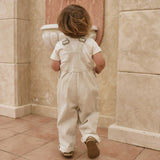 Cecil Overall with Fine Vertical Stripe || Sandy Brown Cloud