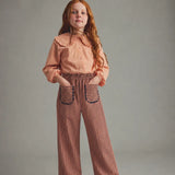pink siena, striped soft twill wide-leg pants.