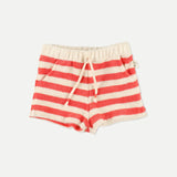Organic Baby Shorts || Pink Ruby Toweling Stripes