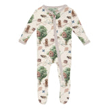 2 Way Zipper Footie || Natural, Tree House