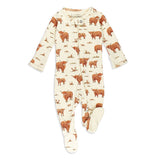 Organic 2 Way Zipper Footie || Highland Cow