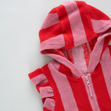 Girls Terry Coverup || Pink Red Stripe