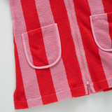 Girls Terry Coverup || Pink Red Stripe