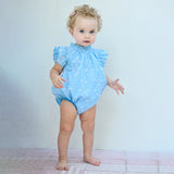 Baby Girls Harper Bubble || Blue Dewdrop Block Print