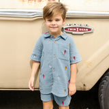 Boys Calvin Short || Surfboard Embroidery