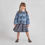Girls Peachy Dress || Navy Strawflower