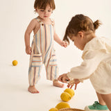 Ranger Striped Cotton Baby Overalls || Ivory