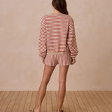 Oversized Crew + Short Set | Poppy Stripe