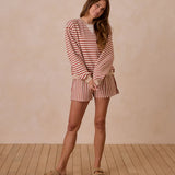 Oversized Crew + Short Set | Poppy Stripe