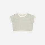 Boxy Crop Knit Tee || Sage Stripe